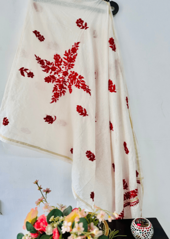 LUCKNOWI CHANDERI SILK DUPPATTA