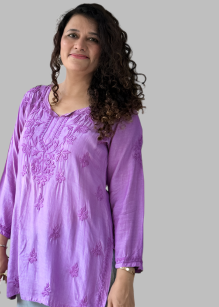 LUCKNOWI MUSLIN SHORT TOP