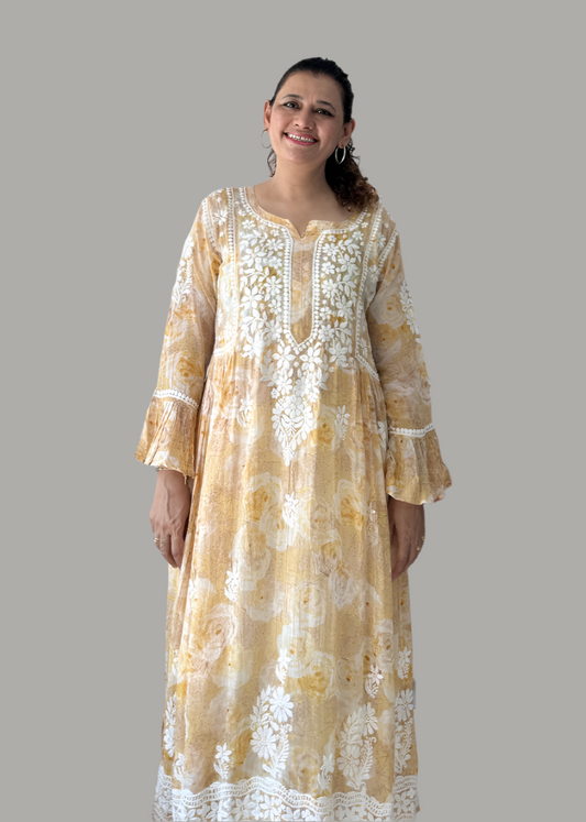 MUL PRINTED LUCKNOWI DRESS