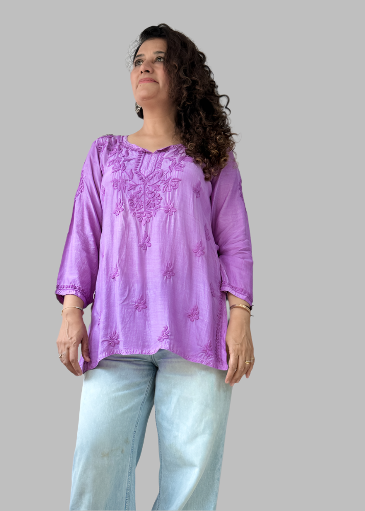 LUCKNOWI MUSLIN SHORT TOP