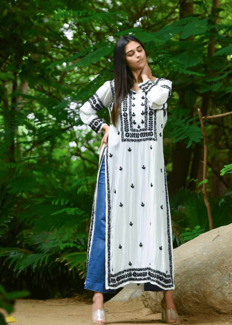 LUCKNOWI PURE CREPE KURTA