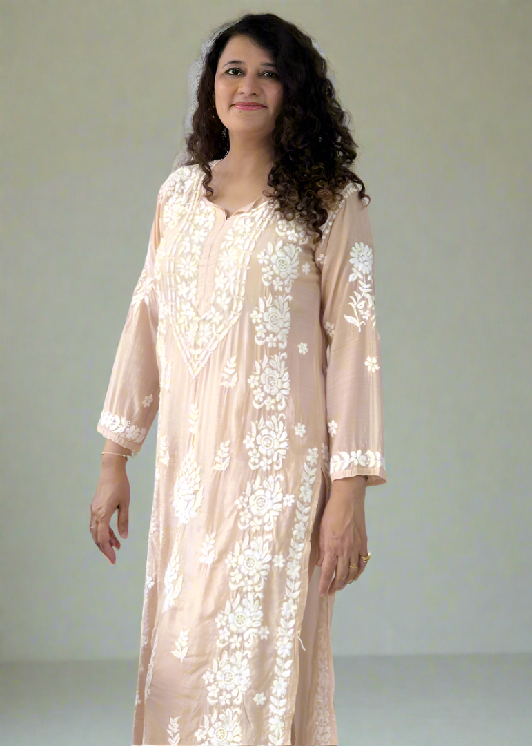 LIGHT BROWN MUSLIN KURTA / PALLAZO SET