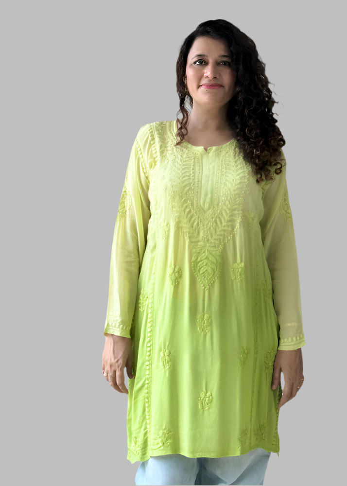 GREEEN MUKAISH GEORGETTE KURTA