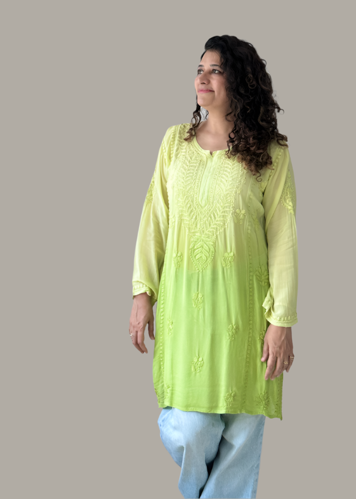 GREEEN MUKAISH GEORGETTE KURTA