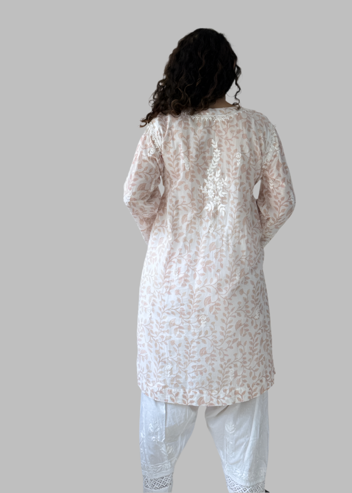 PURE MUL KNEE LENGTH LUCKNOWI KURTA