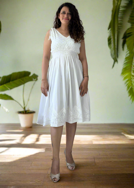 WHITE LUCKNOWI FROCK