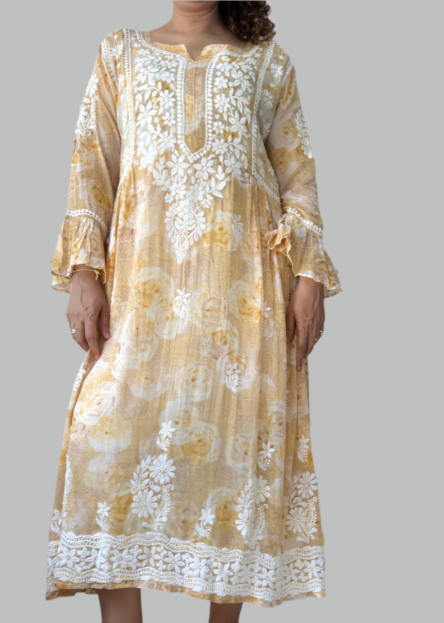 MUL PRINTED LUCKNOWI DRESS