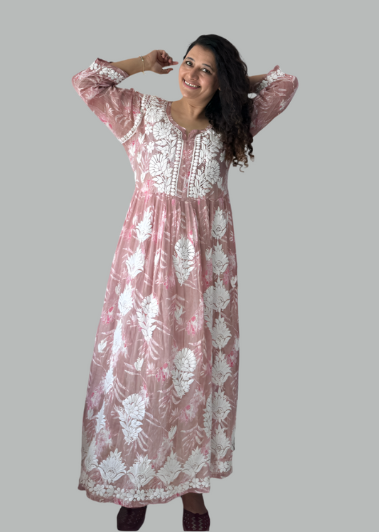 MUL PRINTED LUCKNOWI DRESS