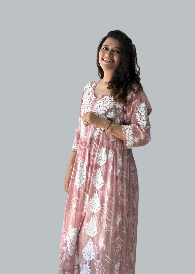 MUL PRINTED LUCKNOWI DRESS