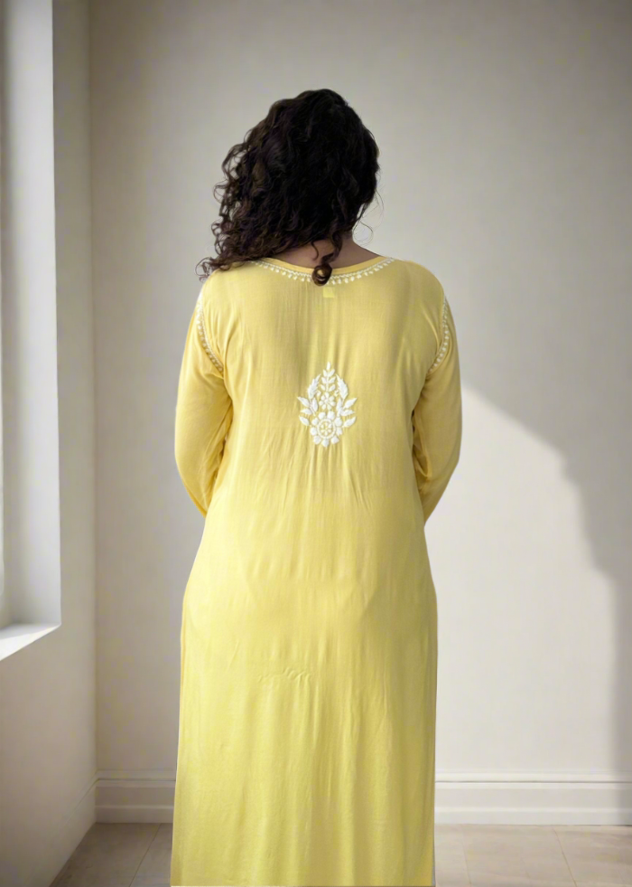 YELLOW LUCKNOWI MODAL KURTA