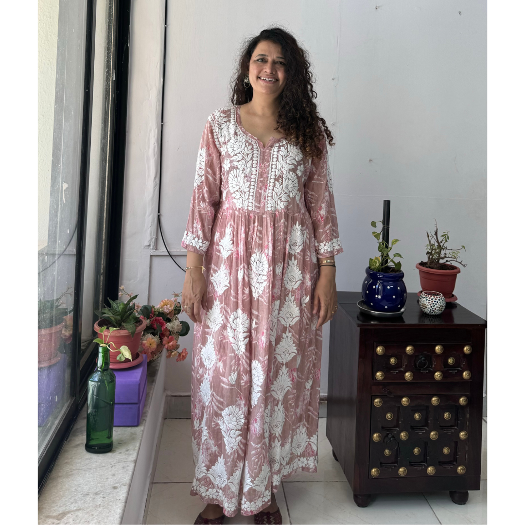 MUL PRINTED LUCKNOWI DRESS