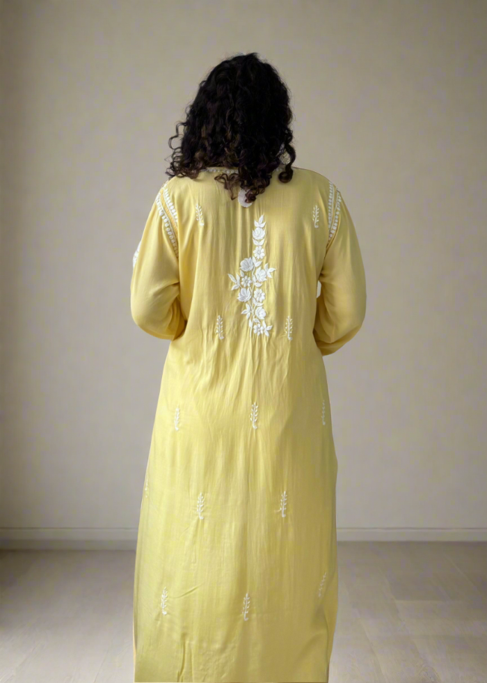 YELLOW LUCKNOWI MODAL KURTA