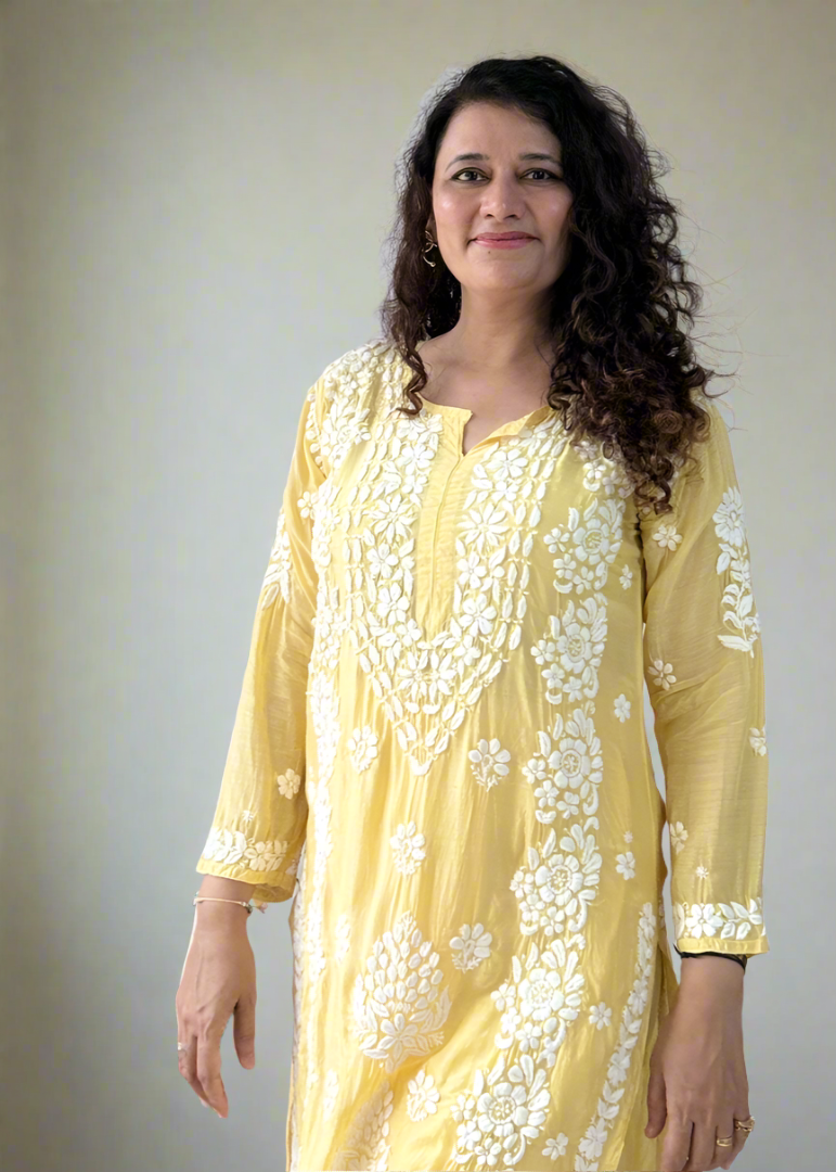 YELLOW MUSLIN KURTA / PALLAZO SET