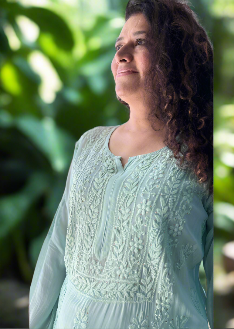 PURE GEORGETTE MUKAISH KURTA