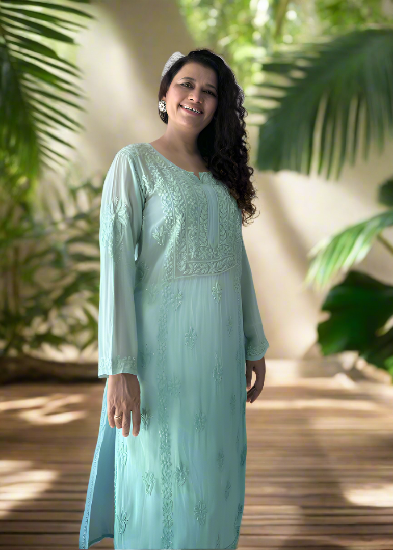 PURE GEORGETTE MUKAISH KURTA