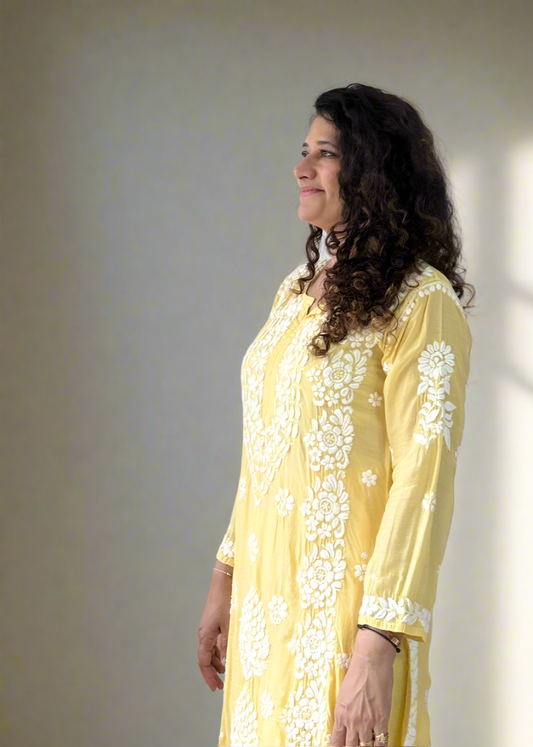 YELLOW MUSLIN KURTA / PALLAZO SET