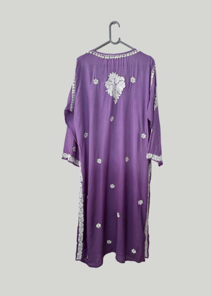 PURPLE MUSLIN SILK LONG KURTA